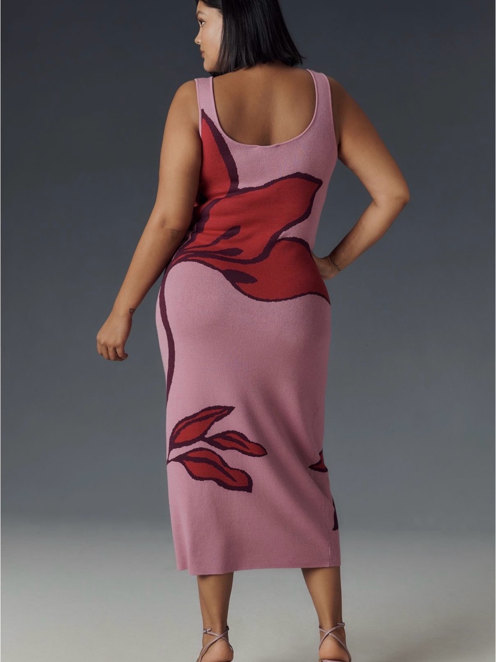 Eloquii Pink Maxi Dress with Red Floral Motif - Picture 6 of 6